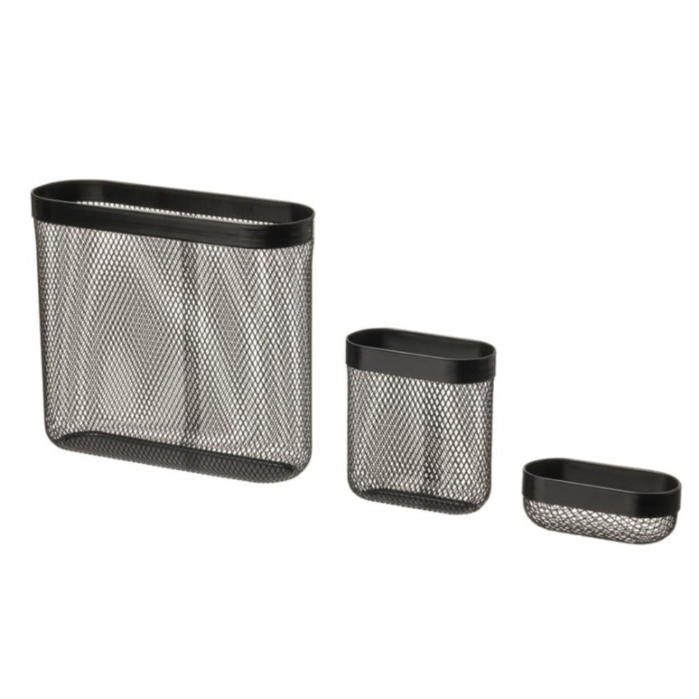 Ikea Skadis 3 Pack Storage Baskets in Black, Hangs on Skadis Pegboard System NEW